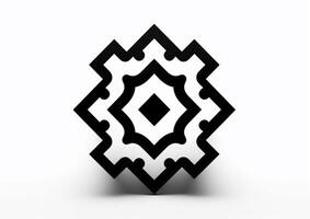 a close up of a black and white geometric object on a white surface. generative ai. photo