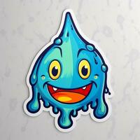arafed sticker of a blue and yellow water drop with a smile. generative ai. photo