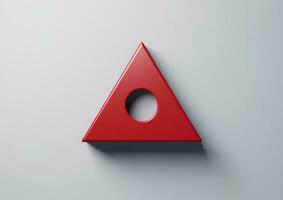 arafa triángulo con un agujero en el medio en un gris antecedentes. generativo ai. foto