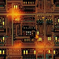 a close up of a circuit board with many lights on it. generative ai. photo