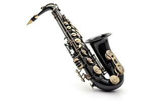 Saxophone isolated on white background. Music concept. Generative Ai photo