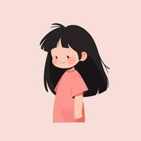 a cartoon girl with long black hair and a pink shirt. generative ai. photo
