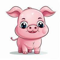 dibujos animados cerdo con grande ojos y grande orejas. generativo ai. foto