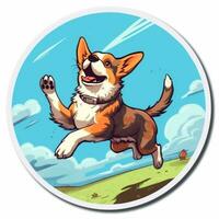 a cartoon dog jumping in the air with his paws up. generative ai. photo