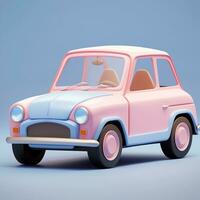 arafed pink and blue car with a dog in the back. generative ai. photo