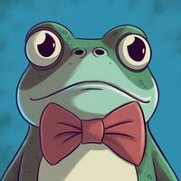 cartoon frog with bow tie and big eyes looking at the camera. generative ai. photo