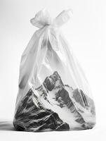 arafa bolso de comida con un montaña en el antecedentes. generativo ai. foto
