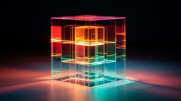 brightly colored cubes are stacked on top of each other. generative ai. photo