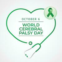 World Cerebral Palsy Day design template good for celebration usage. green ribbon flat design. ribbon design. flat design. vector eps 10.