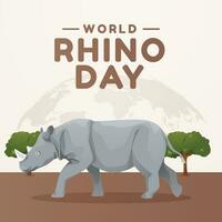 World Rhino Day design template good for celebration usage. rhino vector illustration. rhino image. vector eps 10. flat design.