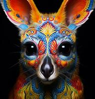 brightly colored animal with a black background. generative ai. photo