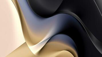 abstract photograph of a black and gold background with a curved design. generative ai. photo