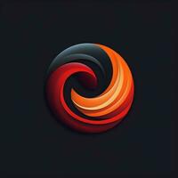 a close up of a red and orange spiral logo on a black background. generative ai. photo