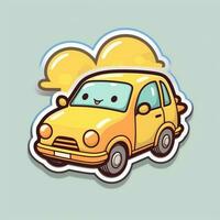 cartoon car with a cloud in the background. generative ai. photo