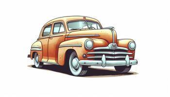 cartoon of an old car with a white background. generative ai. photo