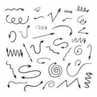 flechas conjunto sencillo mano dibujado vector ilustración, gratis formar firmar señalando diferente direcciones