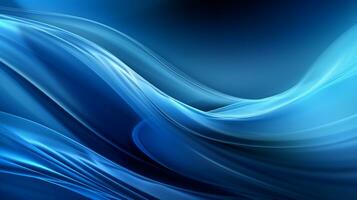 a close up of a blue and black abstract background with a smooth wave. generative ai. photo