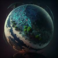 there is a picture of a planet with a lot of plants on it. generative ai. photo