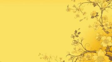 there is a yellow background with a floral design on it. generative ai. photo