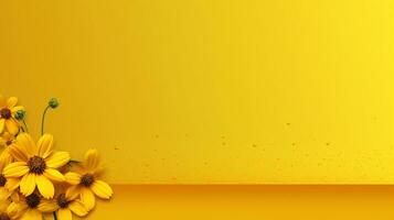 yellow flowers on a yellow background with a space for text. generative ai. photo