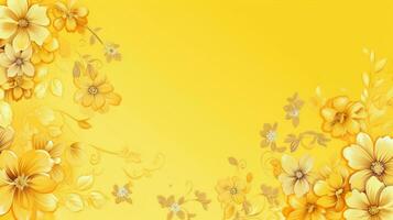 yellow flowers on a yellow background with a white border. generative ai. photo