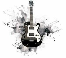 there is a black guitar with a white fret on it. generative ai. photo