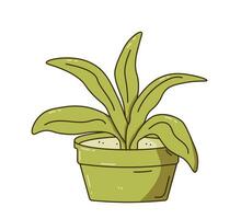 Cute pot with a plant. Eco concept. Vector modern flat style cartoon.