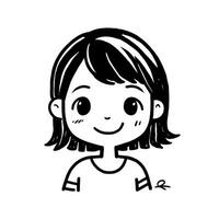 un dibujo de un niña con un sonrisa en su rostro. generativo ai. foto