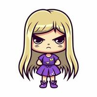 a cartoon girl with blonde hair and a purple dress. generative ai. photo