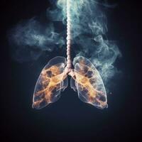 smoke billowing from a lung in the shape of a human lungs. generative ai. photo