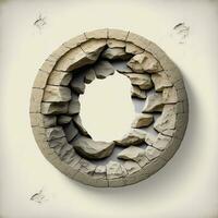 there is a stone circle made of rocks on a wall. generative ai. photo