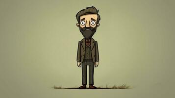 cartoon of a man with a beard and a suit standing in a field. generative ai. photo