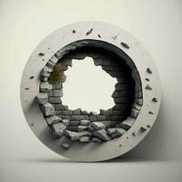 arafed concrete circle with hole in middle and small pieces of cement. generative ai. photo