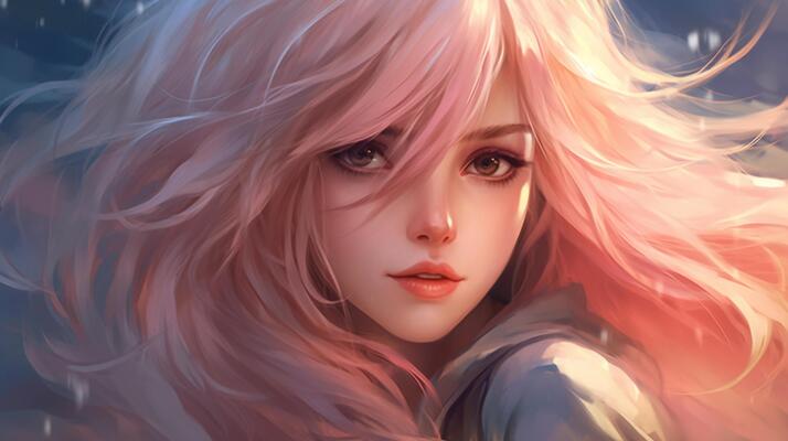 Wavy Anime Lush Layered Hair Blonde to Pink