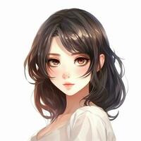 anime girl with long hair and brown eyes. generative ai. photo