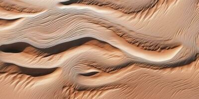 a close up of a sand dune with a river in the middle. generative ai. photo