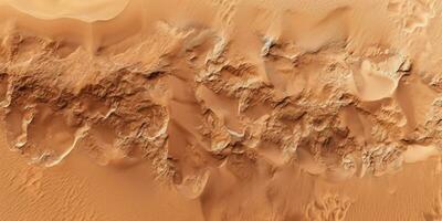 a close up of a desert with sand and sand dunes. generative ai. photo