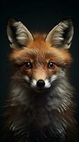 arafed fox with a black background and a dark background. generative ai. photo