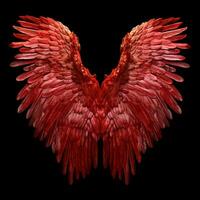 wings of a red bird on a black background. generative ai. photo