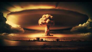 arafa seta nube terminado un ciudad y un nuclear explosión. generativo ai. foto