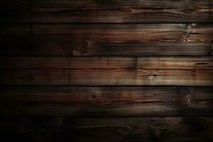 Dark  rustic wood background  , Generative AI. photo