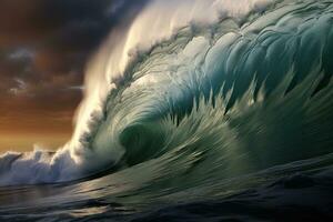 Beautiful huge wave , Generative AI photo