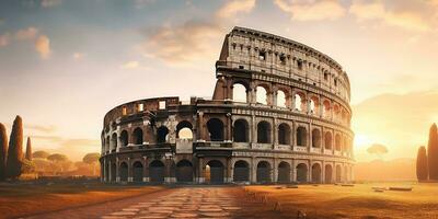 Coliseum at sunrise. Rome - Italy ,Generative AI photo