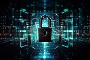 Security concept Lock on digital  , Generative AI. photo