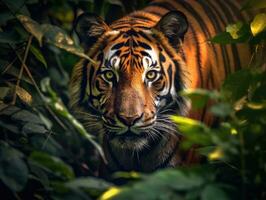 Bengal tiger, tiger in the forest. Generative Ai. photo
