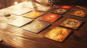 tarot tarjetas para predecir el futuro. gitano tarjeta. generativo ai foto