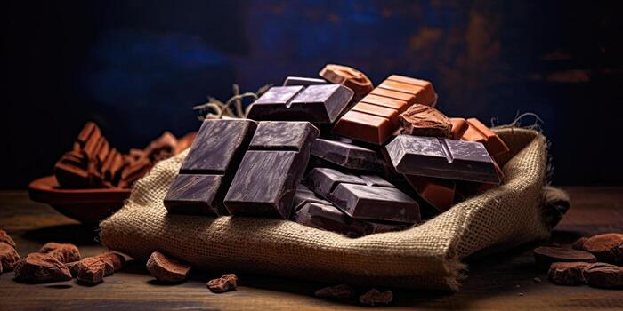 Chocolate  Mexico Candy on a dark rustic background, copy space,Generative AI. photo