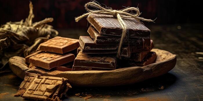 Chocolate Mexico Candy on a dark rustic background, copy space,Generative AI. photo
