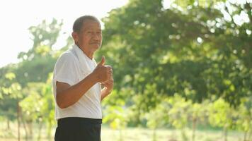 Asian elderly exercise happy smile, laugh, Positive Emotion. health lifestyle and exercise Concept. photo