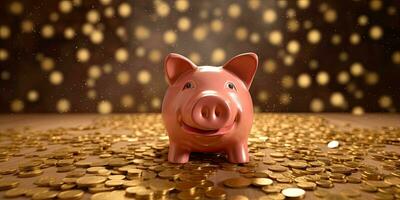 Sparschwein ,money background , copy space ,Generative AI . photo